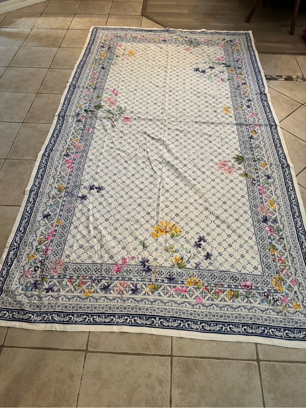 Maison d’Hermine Floral Tablecloth 59x106 Blue White Botanical French Cottage